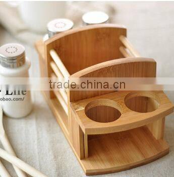 functional bamboo spice rack set with ceramic jar