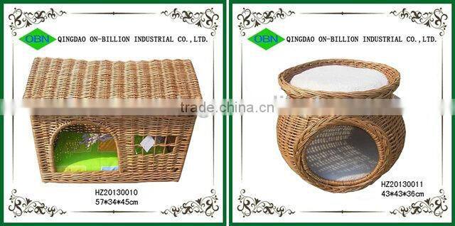 New design willow pets basket with mat