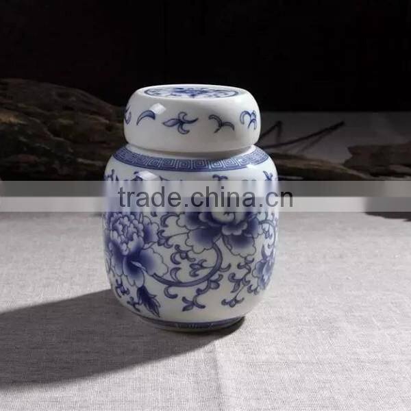Chinese style blue and white antique chinese cremation urn