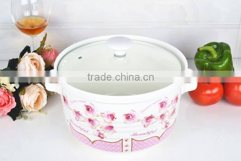 9" porcelain round microwave saucepan with glass lid