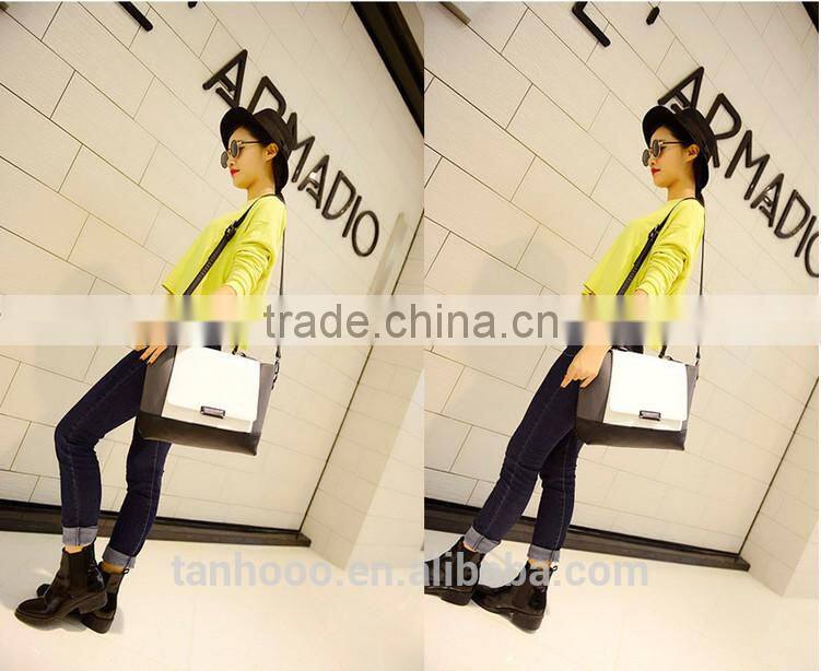 Hot selling Korea fashion leather hand bags for ladies , leather shoulder hand bags for women, leather tote hand bags for girls