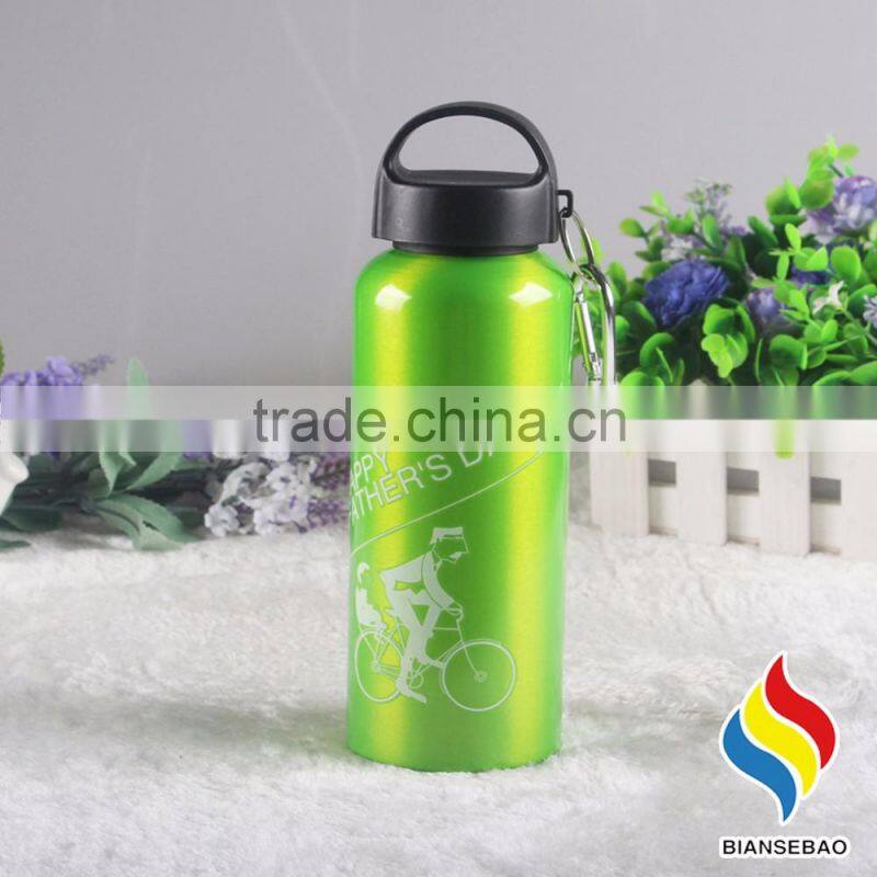 Custom made big mouth Mouth Aluminum Water Bottle w/Carabiner