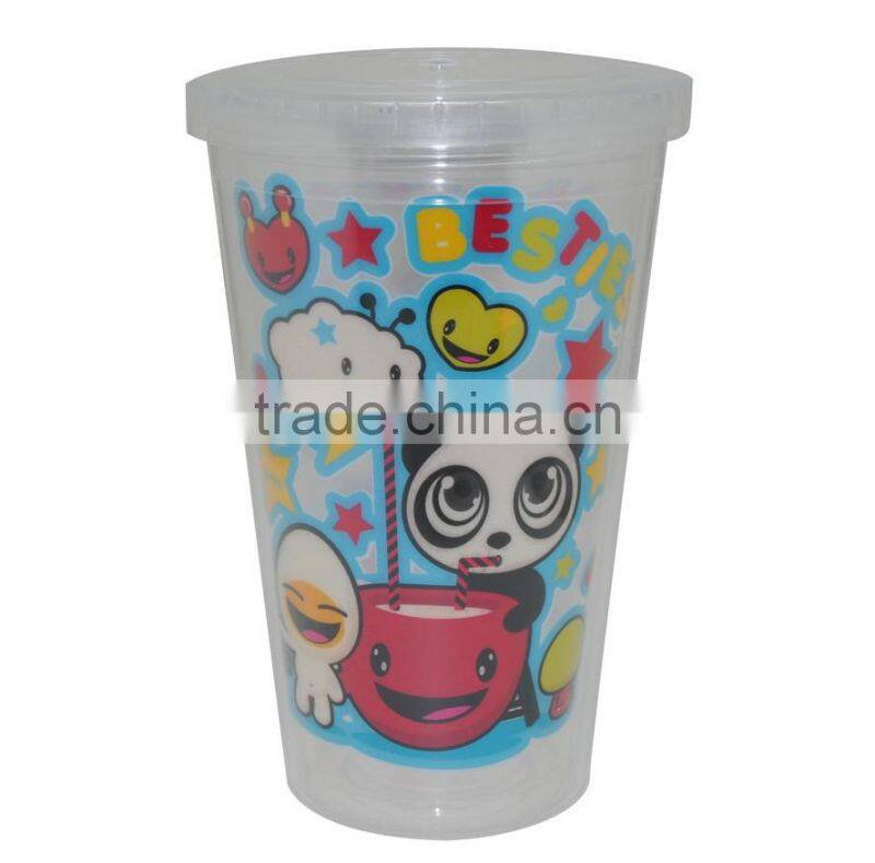 16oz plastic coffee tumbler with straw