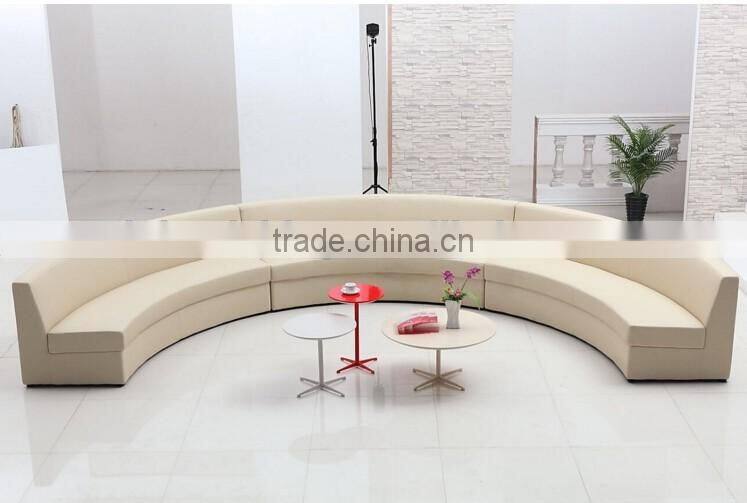 beige PU leather fabric round modeling lobby sofa set custom restaurant hotel modern big sofa furniture