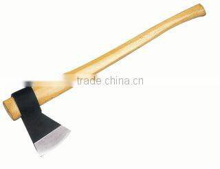 Felling axe with wooden handle