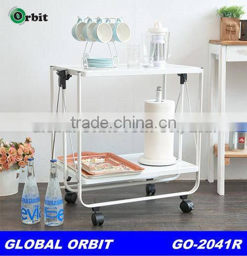 Restaurant furniture metal dining serving cart,folding trolley cart