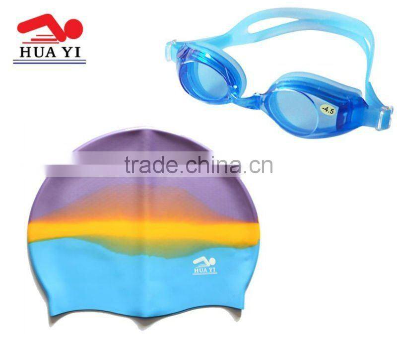 High end waterproof swimming caps and optical glasses