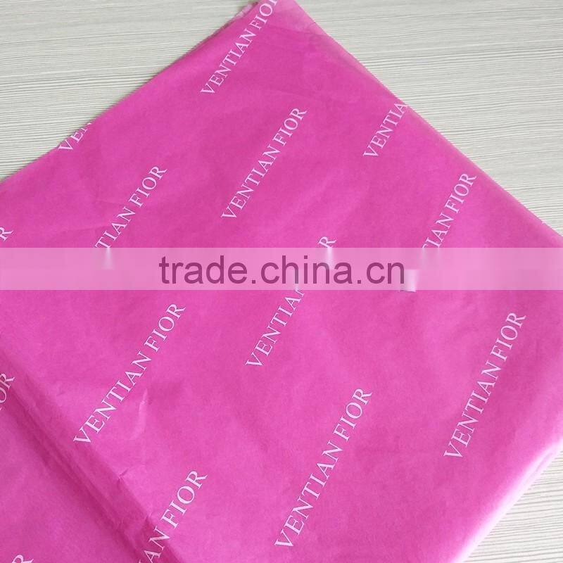 Customized pink tissue paper with different color logo