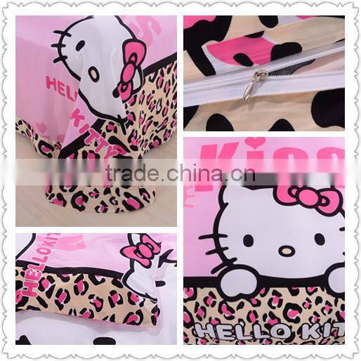 High quality sexy leopard printed hello kitty bedding set for kids