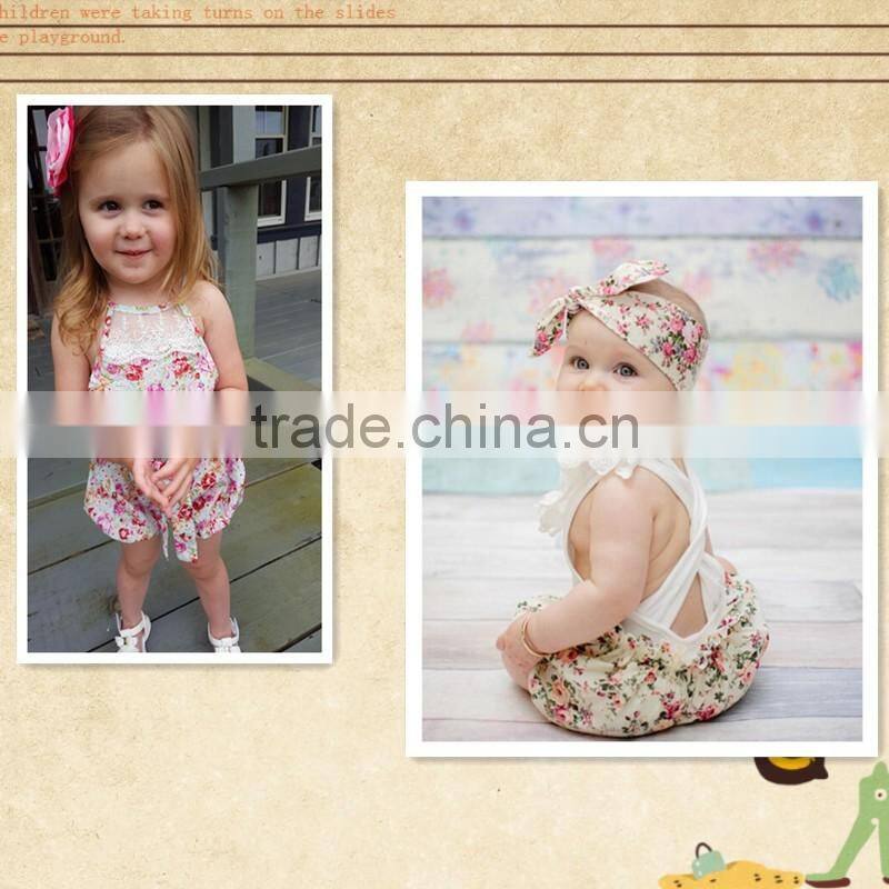 summer baby flower white top lace cotton romper wholesale children's boutique romper