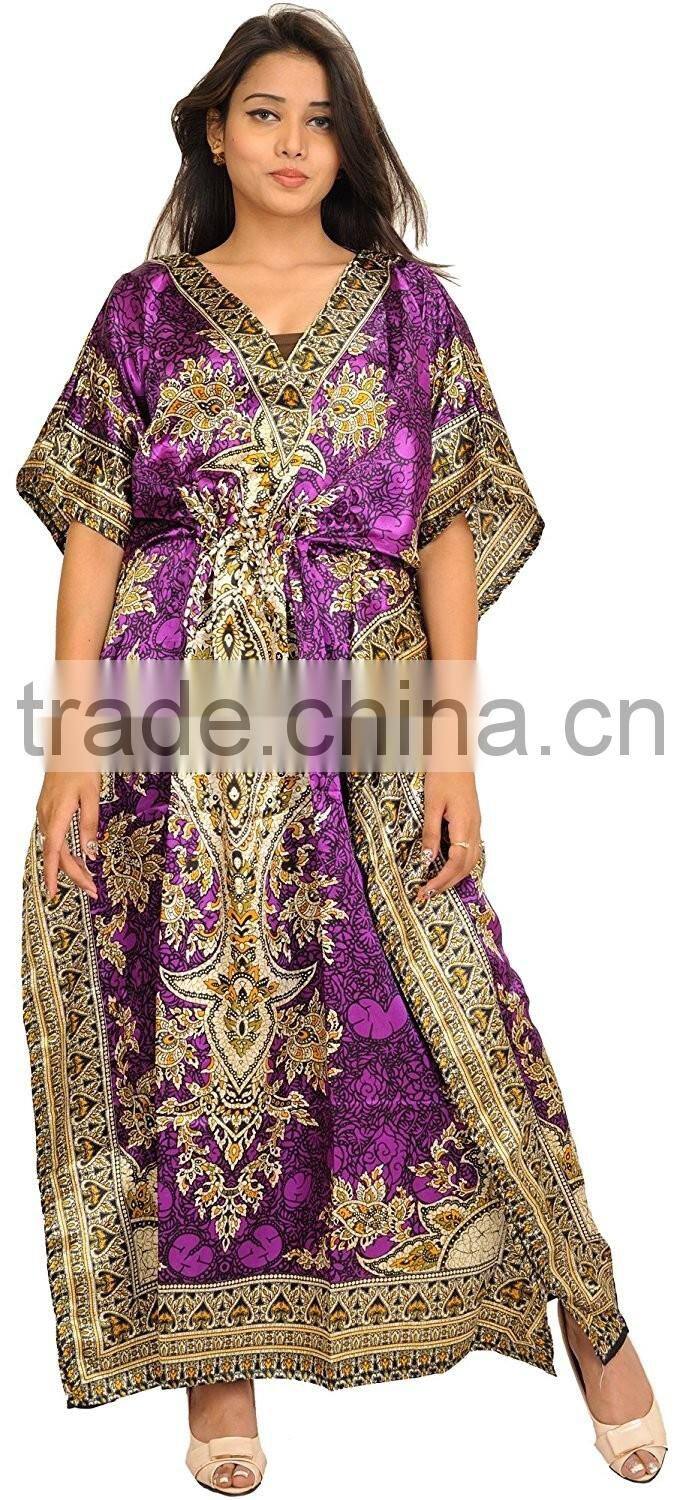 Indian Girls Kaftan Sexy Wear Poncho Fashionable Caftan Dress Poly Silk Girls Long Kaftan