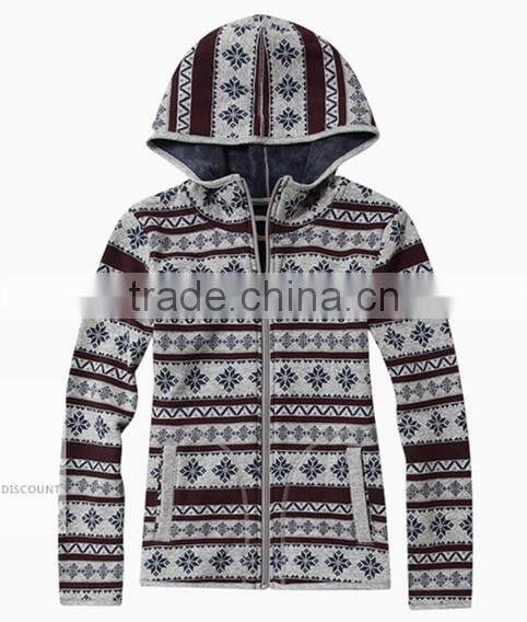 Women man polar fleece hoodies stripe flower printed patern