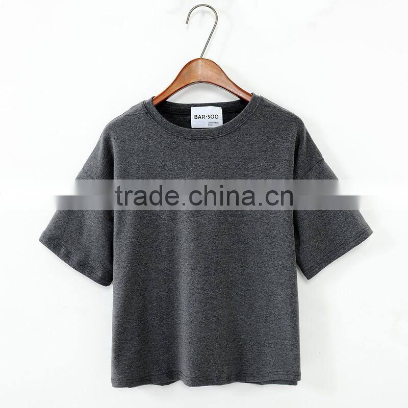 women's solid color embroidered t-shirt simple fashion t-shirt custom