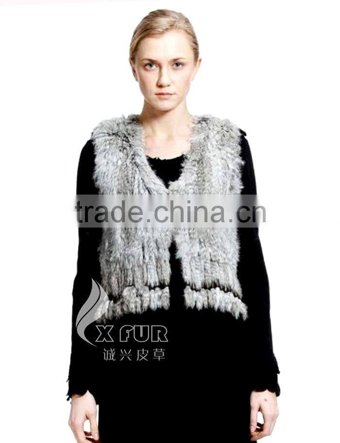 CX-G-B-88 Ladies Real Rabbit Fur Fashion Fur Tassel Women Fur Waistcoat