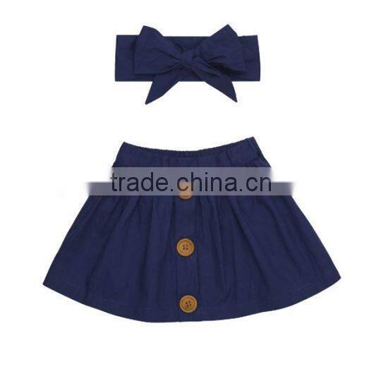 Latest Designer Cotton Skirt Kids Girl Short Dresses Matching Headband Sets