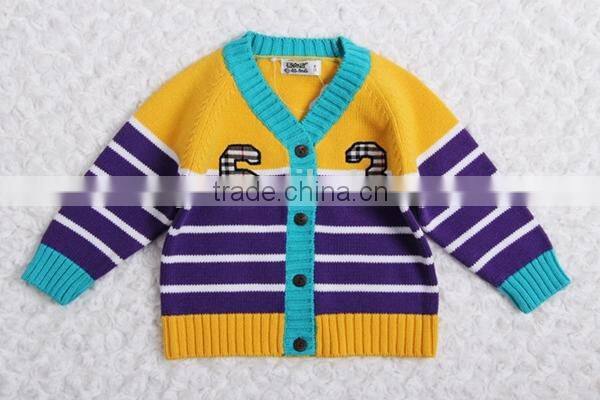 High quality kids winter sweater boys stripe cardigan
