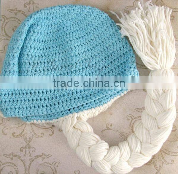 snowflake pattrrn blue cute fashion baby crochet hat