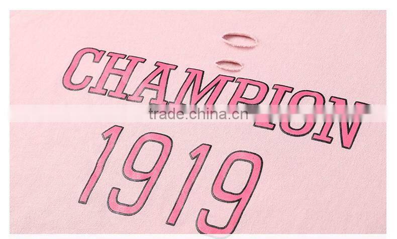 Hip hop clothing women custom longline distressed t shirt with printing design