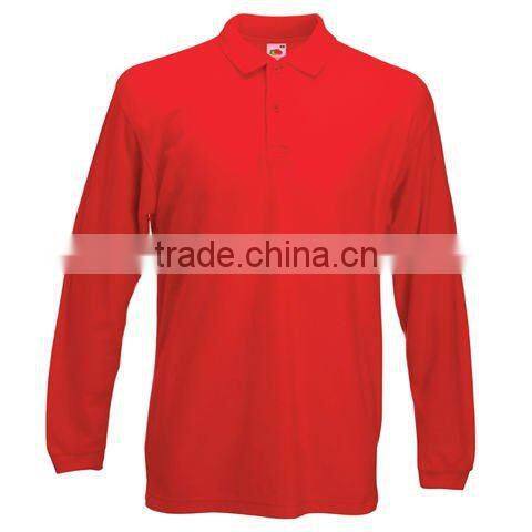 Cheap Custom Printed 100% Cotton Premium Long Sleeve Pique Polo Shirts for Men