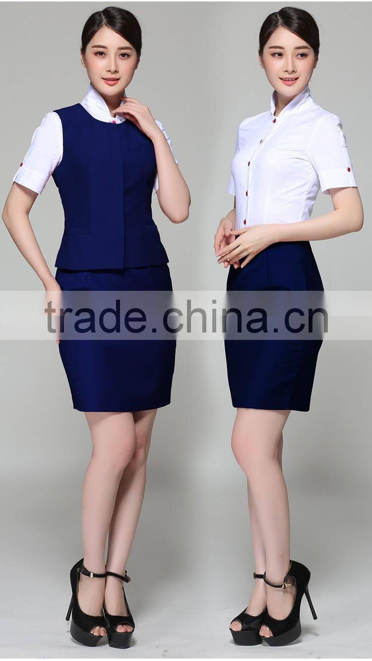 Juqian Custom Women Suits Airline Stewardess Uniform/factory price air hostess costume uniform/ air stewardess uniform