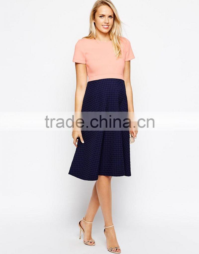 Maternity Bonded Skater Dress With Textured Full Skirt China supplier
