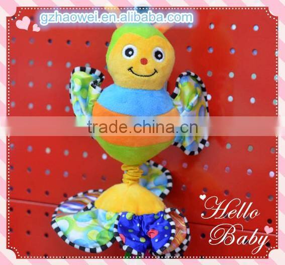 Colorful bee+flower pulling musical Plush toys baby educational stuffed & plush toy baby gift