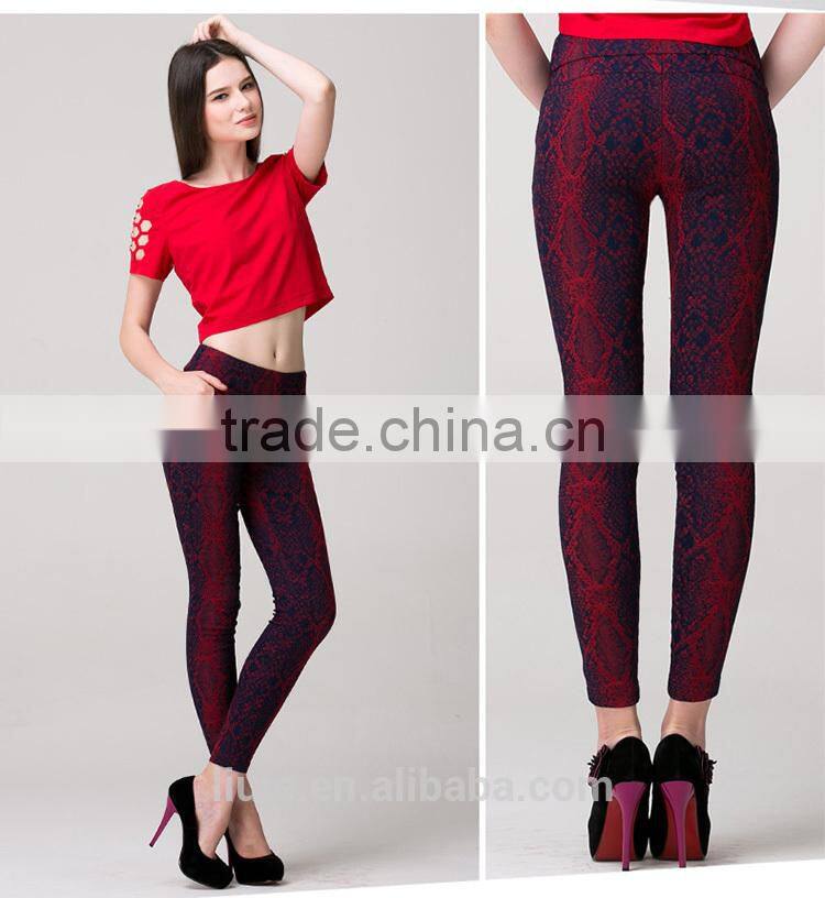 snake skin pattern embroideried casual ladies sweat pants