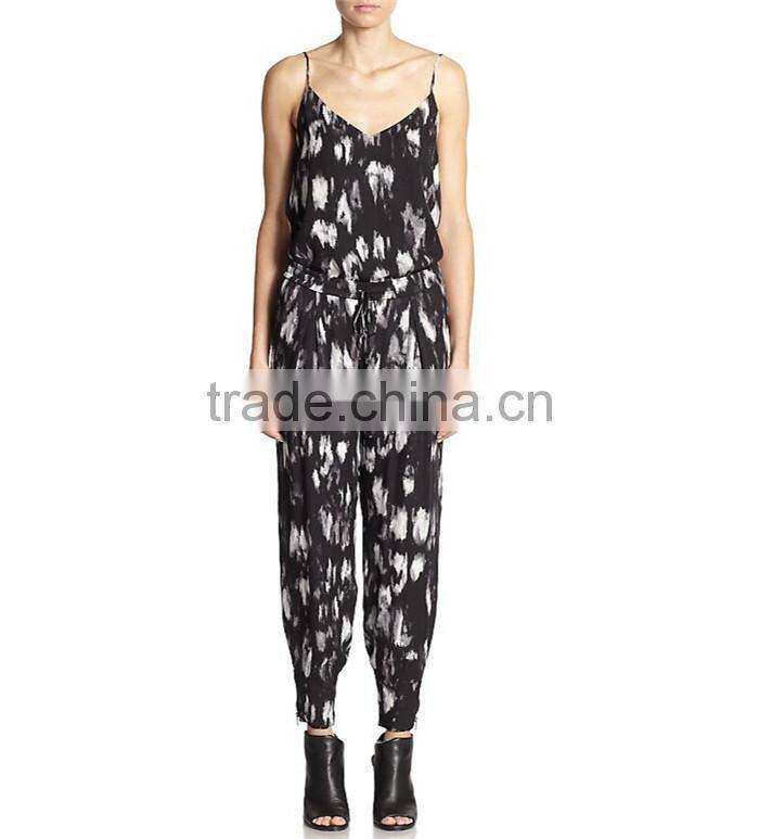 2015 new arrival floral long harem jumpsuit for women