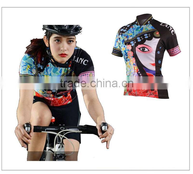 Ladies Sublimation Customize Cycling Wear with Chinese opera printing