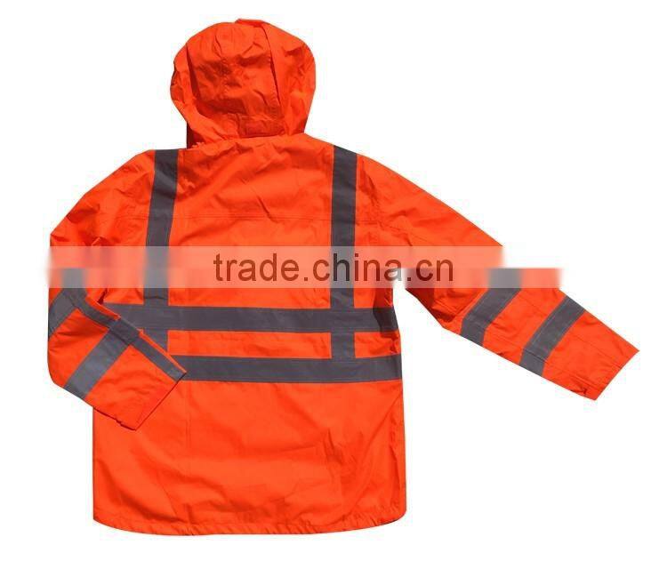EN343 Safety hi vis coat reflective tapes jacket with ENISO 20471