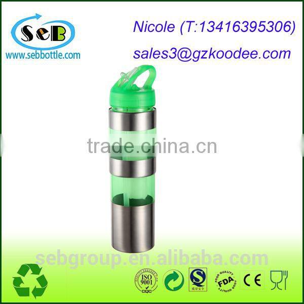 Various Size Plastic Water Bottle Fruit Infuser with Straw, BPA Free