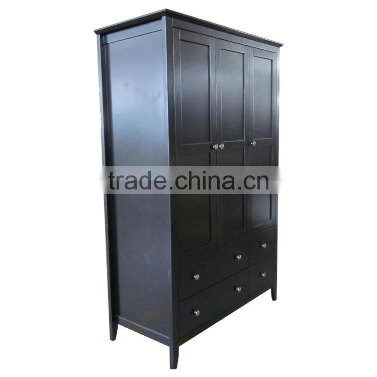 MDF New Zealand Pine solid wood cheap price wooden wardrobes with 3 doors