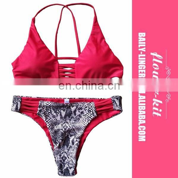 Folk Style Bikini Sexy Red Bandage Swimsuit Swimwear Bathingsuit Women