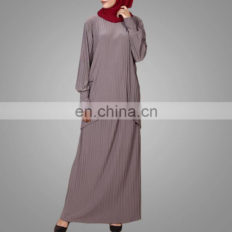 2017 Casual Baju Kurung Design High Quality Pleated Muslim Lady Clothing New Model Malaysia Suit