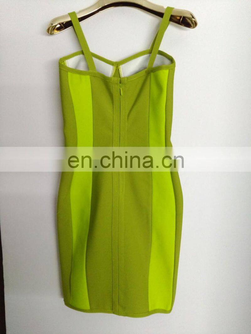 Amigo 2017 new design green Strape backless sexy bandage dress midi tube evening dresses for girls party wear