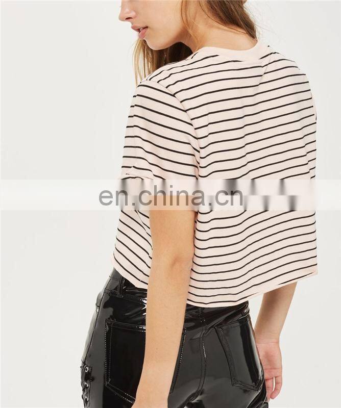2017 Fashion Women Stripe Roll Back Crop Tops Wholesale