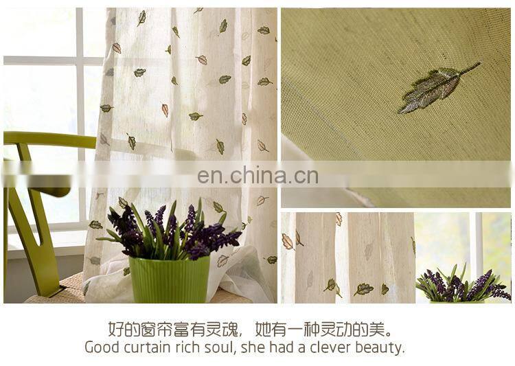 fantasy leaf pattern elegant plain embroidered texture linen curtain for decor