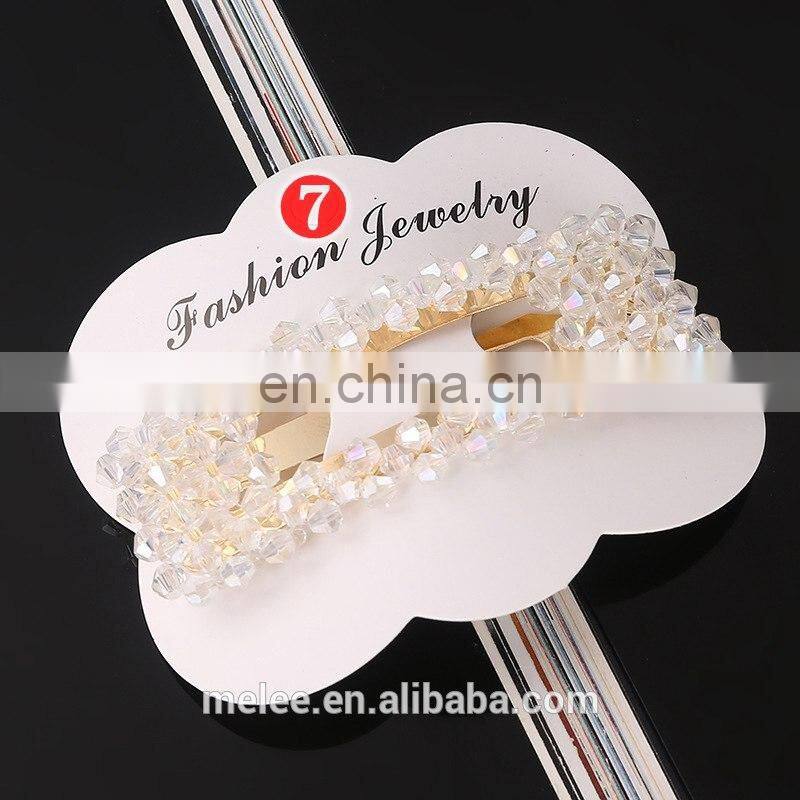 RTS Wholesale Custom Hair Accessories Fashion Girls Flat Hairgrip Hair Pin Crystal Rhinestone Barrette Hair Clips For Women