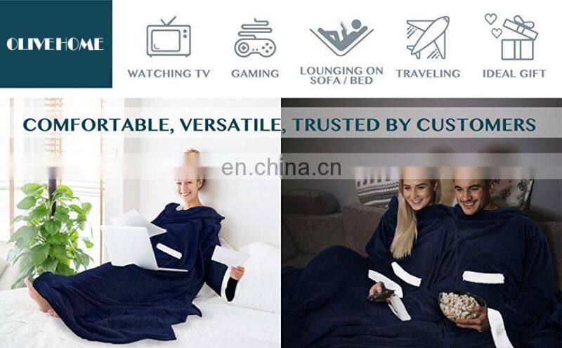 Cheap Super Soft Cozy Premium wearable electric Fleece blanket with long sleeve for Women and Men