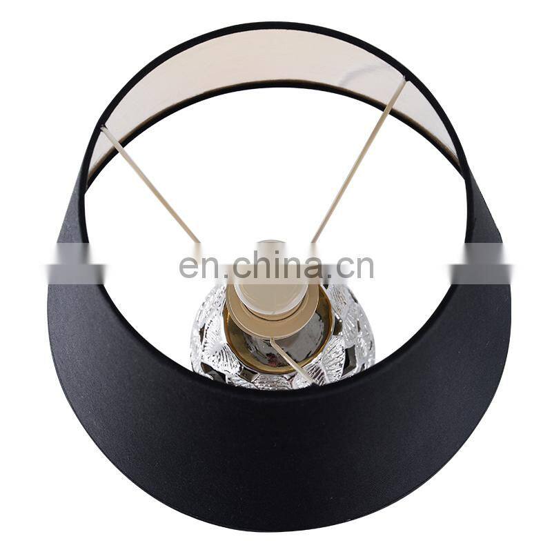 new design of rattan pattern ceramic desk lamp for indoor room