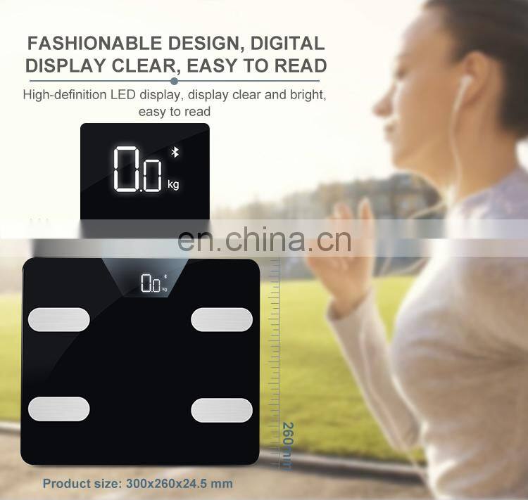 1Year Warranty Blue Tooth 180Kg Body Weight LCD Display Digital Bathroom Scale Glass Panel