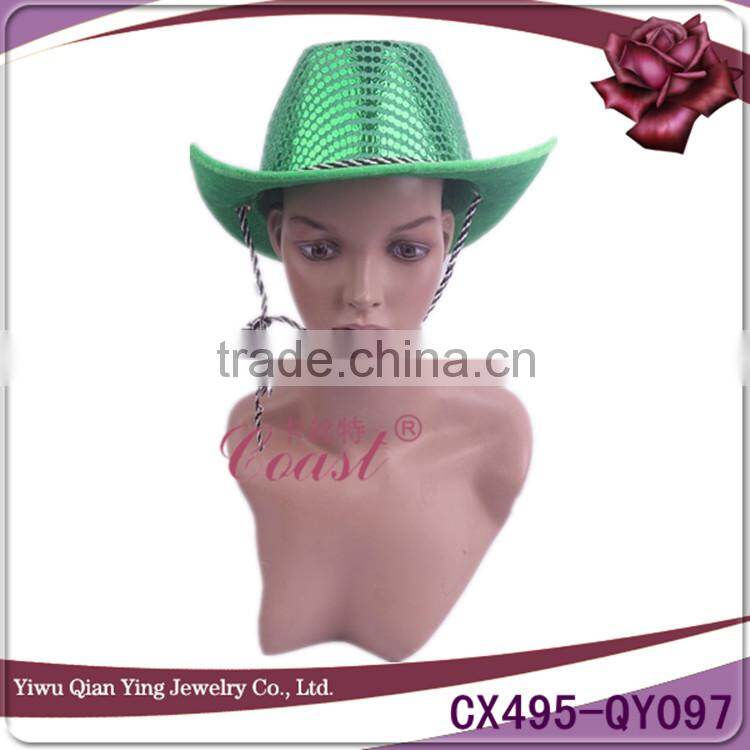Sequin tall style hat with clover for St patrick day