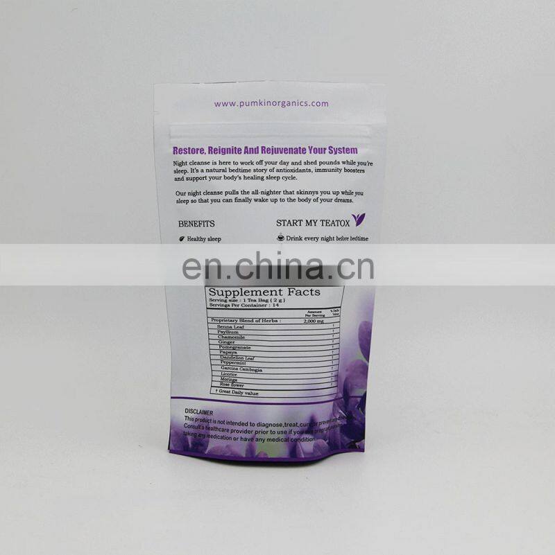 Custom printing Stand Up Zipper Bag Aluminum Foil Pouch Doypack for tea bags