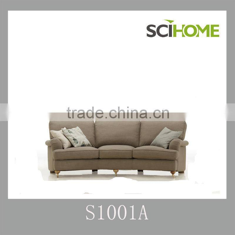 Hot Selling unique design bend Living Room Furniture cotton Fabric 3 Seater Sofa