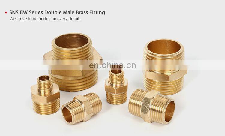 SNS BW Series pneumatic double male thread straight extension connector adapter brass quick coupler pipe fitting
