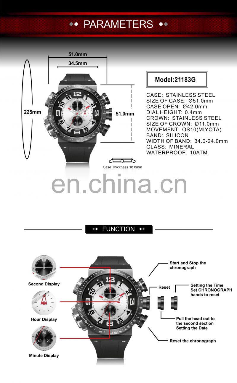 Wholesale custom stainless steel crystal glass compass male dual time men twins quartz watch