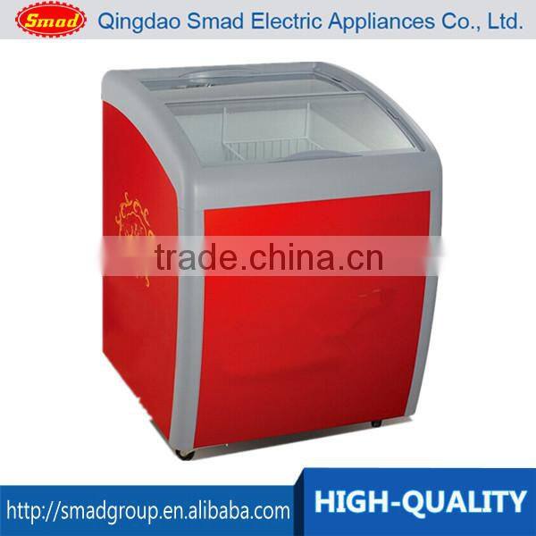 curved glass door chest freezer ice cream display freezer