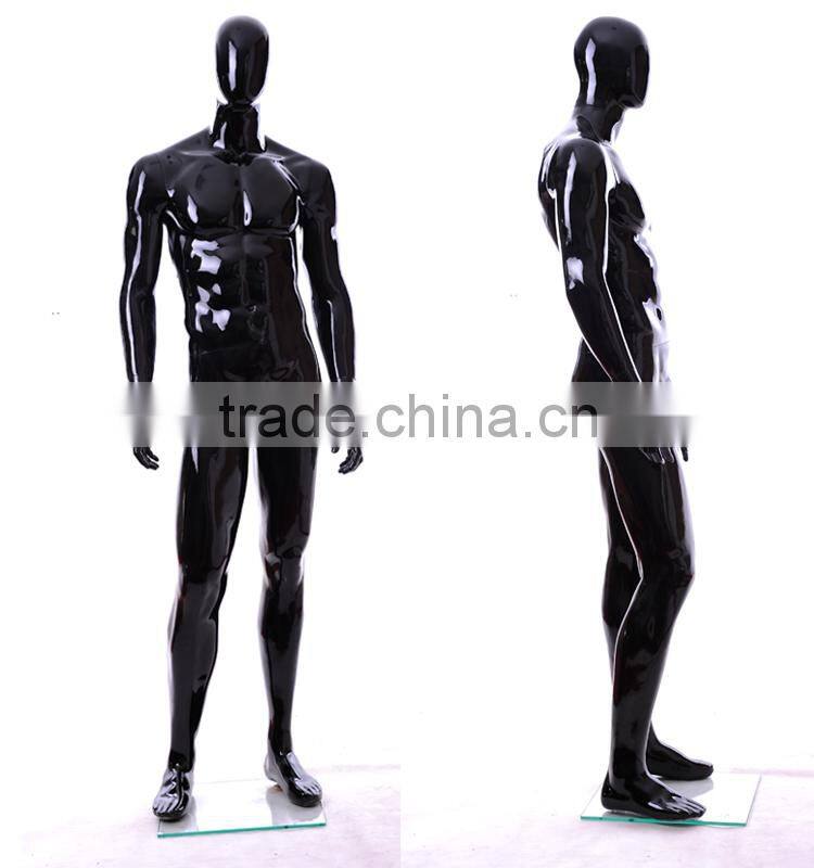 glossy black fiberglass stand male mannequin