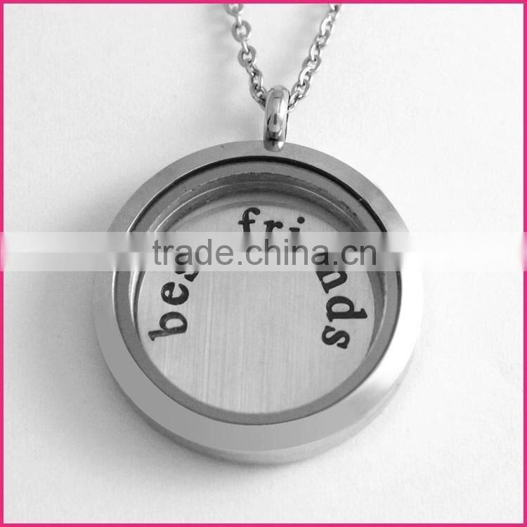 Floating lockets plates 2016 new trendy stainless steel window plate "best friends"