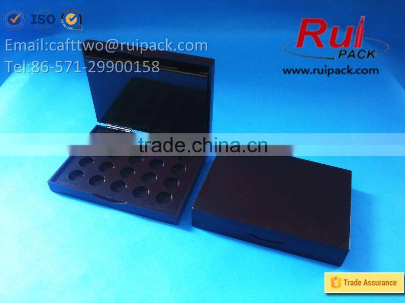 Large size two layers eyeshadow case with mirror, big square double layer eyeshadow box/container